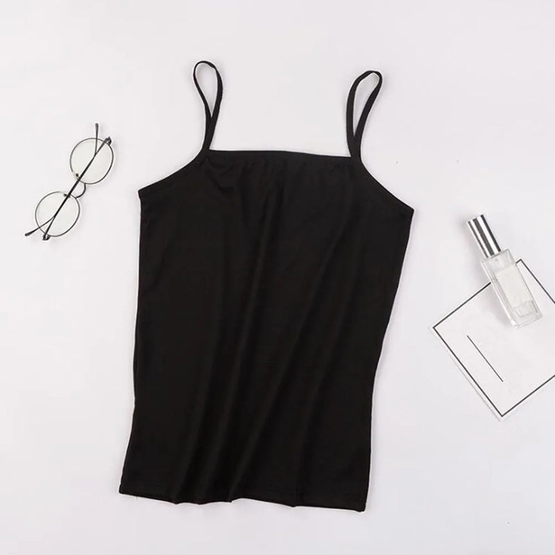 New Solid Color Tank Tops soft Cotton Spaghetti Strap Crop Tops Summer Casual Camisole Sleeveless Basic Vest Summer women Tops