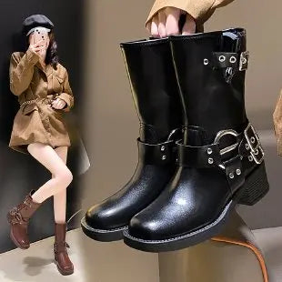 Motorcycle Boots Women's INS Hot Sale Shoes Platform Combat Botas Women Boots Trend 2023 Goth Cowboy Boot