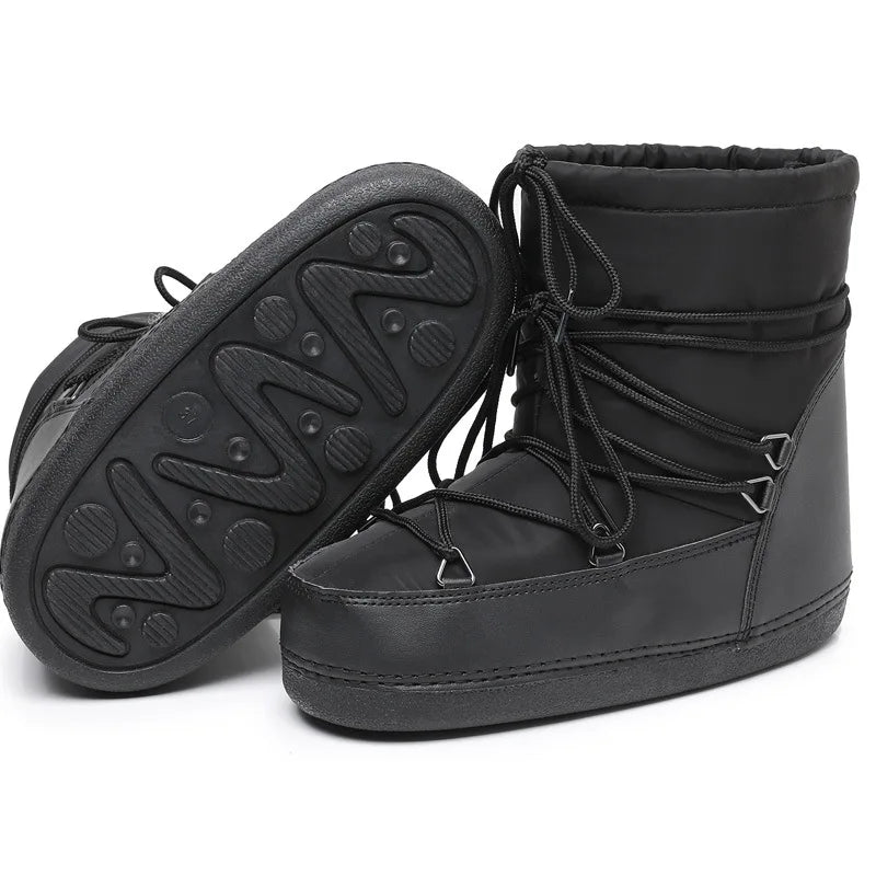 2024 Winter Lace-up Ankle Boots Women Snow Boots Brand Design Classic Platform Waterproof Non-slip Cotton Boots Woman Ski Boots