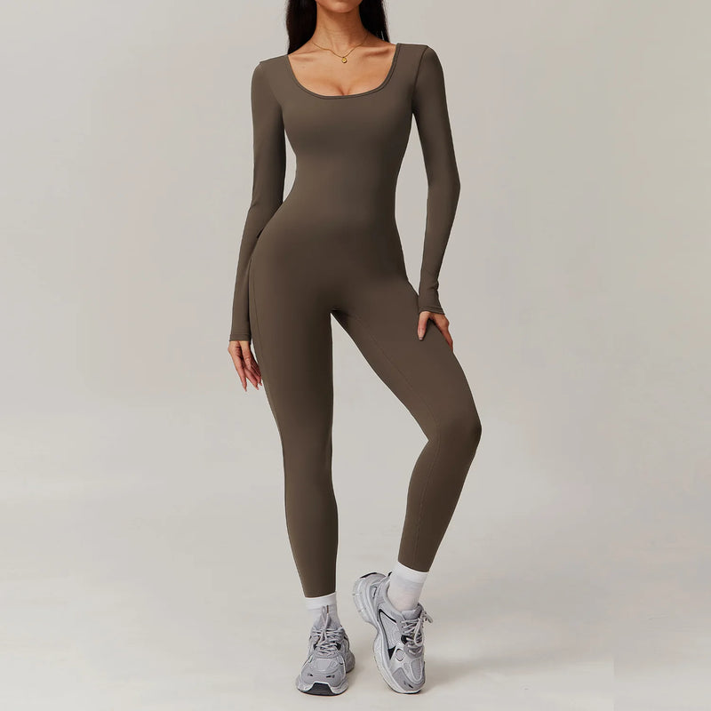 Gym Set Yoga Jumpsuit Women Training Yoga Clothes Sports Rompers Sportswear Long Sleeve One-Piece Fitness Bodysuit Tracksuits