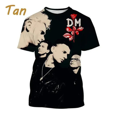 New Punk Depeche-Mode Band 3D Print T-shirt Men Clothing Personality Fashion Harajuku Street Round Neck Short Sleeve Tops