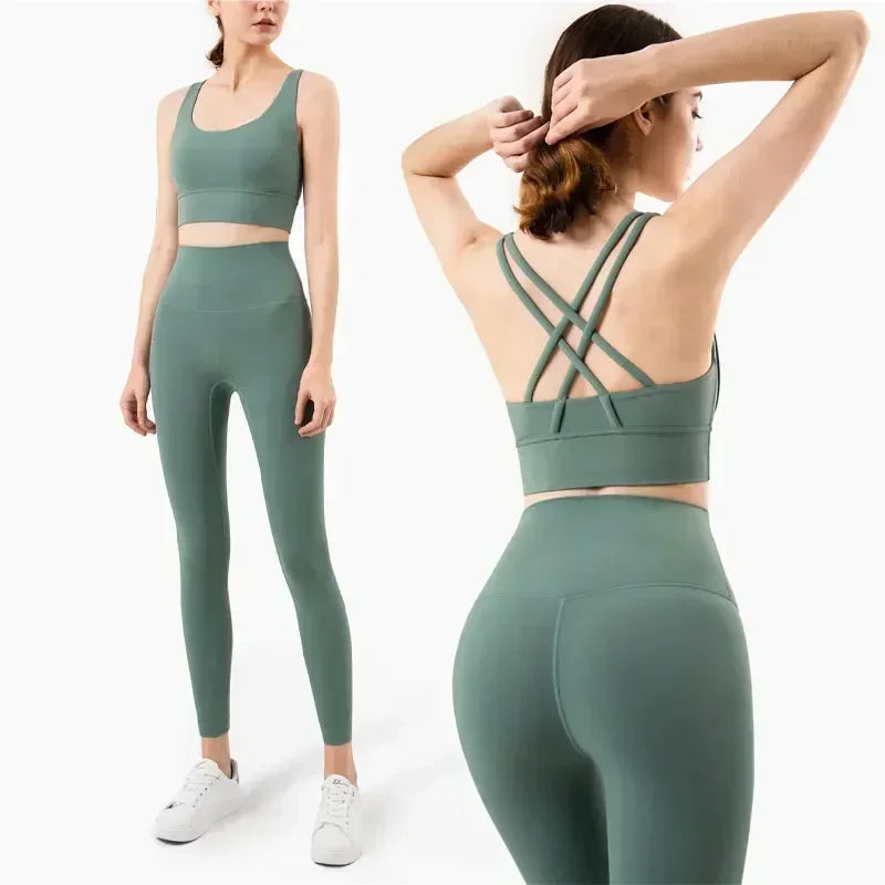 Sportswear Yoga Clothes Set Leggings and Tops Fitness Sports Suits Gym Clothing Bra Pants Sets Running Sport Outfit for Woman