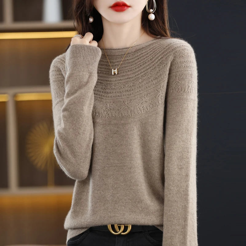 100% Merino Wool Seamless Cashmere Sweater Women&