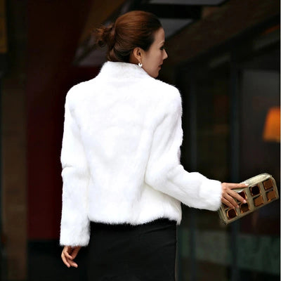 2025 New Genuine Rabbit Fur Coat Women Full Pelt Real Rabbit Fur Jacket Winter Fur Overcoat Customized Big Size Mandarin Collar