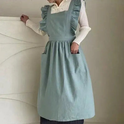 Women Strap Apron with Pocket Gown Hairdresser Restaurant Hero Chef Apron Florist Overalls Dress Cook Pinafore Kitchen Accessory