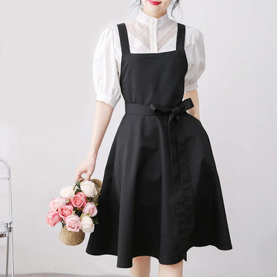 Household Restaurant Kitchen Florist Apron Dress Women With Pocket Beauty Service Work Overalls Gardening Coffee Baking Pinafore