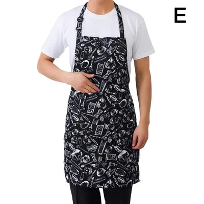 Kitchen Cooking Apron Chef Halterneck Apron With 2 Pockets Catering Sleeveless Aprons Men Woman BBQ Waiter Printing Apron