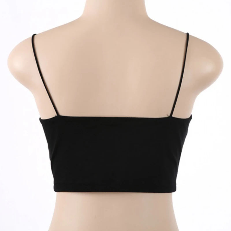 Sexy Crop Top Women Summer Camis Straps Sleeveless Tanks Tops Solid Fitness Bustier Fashion Black Camisole Unpadded Bandeau Vest