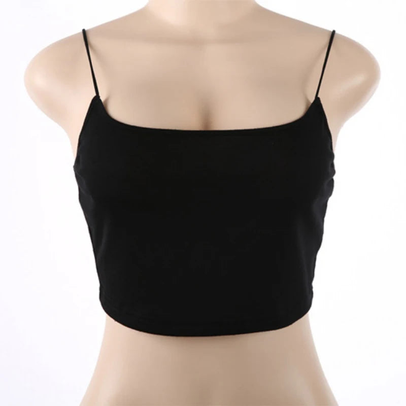 Sexy Crop Top Women Summer Camis Straps Sleeveless Tanks Tops Solid Fitness Bustier Fashion Black Camisole Unpadded Bandeau Vest