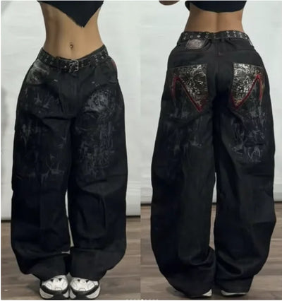 Explosions American New Detachable Design Sense Tooling Jeans Female Y2K Fashion Gothic Retro High Street Straight Waist Pants