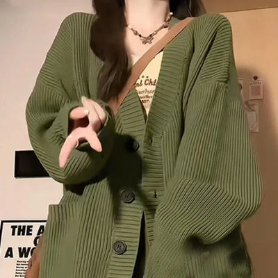 Knit Tops for Woman Cardigan Women's Sweater Winter Button Green Korean Luxury 2024 New Collection Autumn in Promotion Fashion