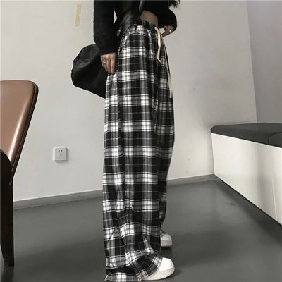 Plaid Pants For Women High Waist Gothic Grunge Pants Women's Baggy Alt Clothing Alternative Clothes Fairycore Streetwear