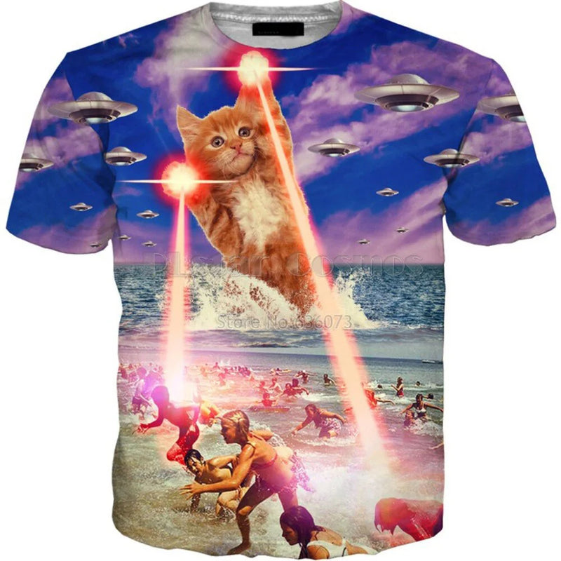 Funny Cat 3D Print Summer Men&