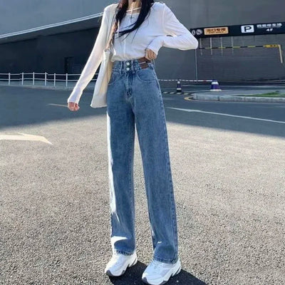 High Waist Jeans Women 2024 Spring Autumn New Fashion Loose Cover Sag Wide Leg Pants Female Large Size Thin Ninth Pants