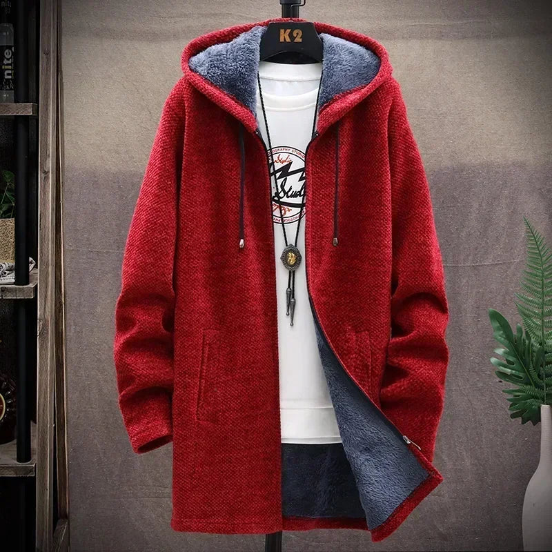 Men Sweaters Coat Autumn Winter New Hot Warm Zipper Medium Long Cardigan Sweaters Man Casual Knitwear Sweatercoat Mens Clothes