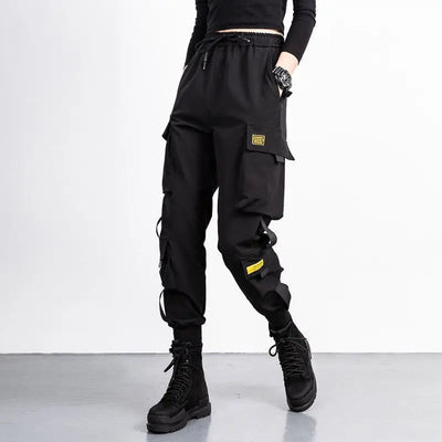 Emo Cargo Pants Women Aesthetic Harem Pants Punk Pockets Joggers Harajuku Femme Hiphop Trousers Techwear Y2k Egirl Clothes 2023