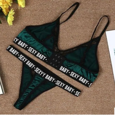 Sexy Women's Underwear Sets Bra and Panty Set Women's Underwear Bra Set Bralette Women Bra Letter Print Lace Patchwork Sexy