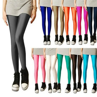 New Spring Solid Candy Neon Leggings for Women High Stretched Female Legging Pants Girl Clothing Leggins Plug Size