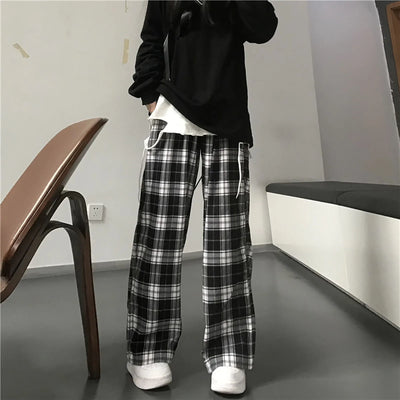 Plaid Pants For Women High Waist Gothic Grunge Pants Women's Baggy Alt Clothing Alternative Clothes Fairycore Streetwear