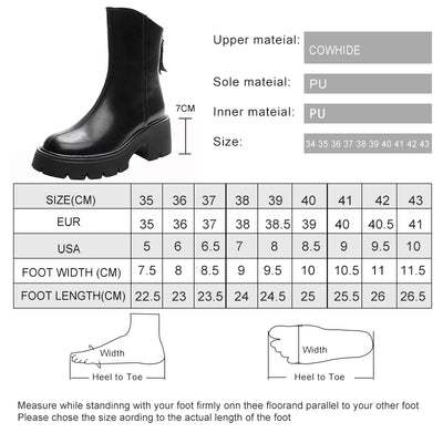 AIYUQI Women Booties Genuine Leather British Style Short Boots Women Retro Back Zipper High Heels Western Cowboy Boots Women