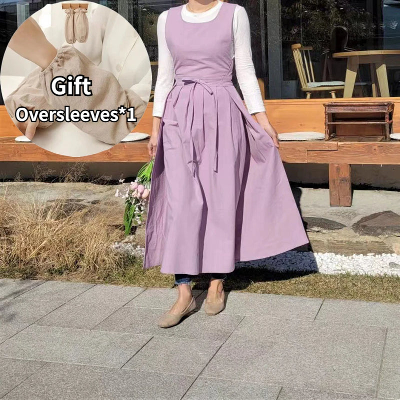 Women Strap Apron with Pocket Gown Hairdresser Restaurant Hero Chef Apron Florist Overalls Dress Cook Pinafore Kitchen Accessory