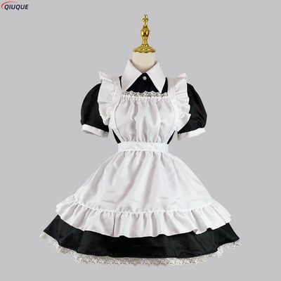 Women Cute Maid Dress Maid Outfit Apron Dress Cross Dressing Housekeeper Dress Japanese Uniforms Halloween Cosplay Costume