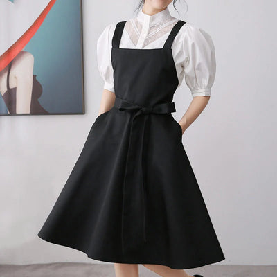 Household Restaurant Kitchen Florist Apron Dress Women With Pocket Beauty Service Work Overalls Gardening Coffee Baking Pinafore