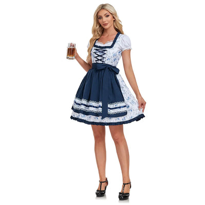 Traditional Oktoberfest Women Apron Floret Dirndl Dress German Beer Wench Dress Bavarian Traditional Oktoberfest Costume