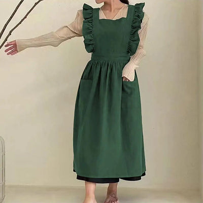 Women Strap Apron with Pocket Gown Hairdresser Restaurant Hero Chef Apron Florist Overalls Dress Cook Pinafore Kitchen Accessory