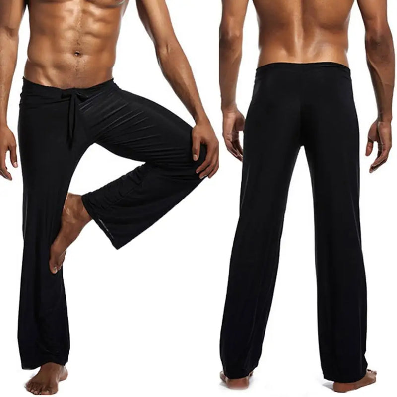 Men Yoga Pants Low Waist Drawstring Straight Loose Pajama Pants Thin Sports Comfortable Elastic Waist Men Sports Trousers