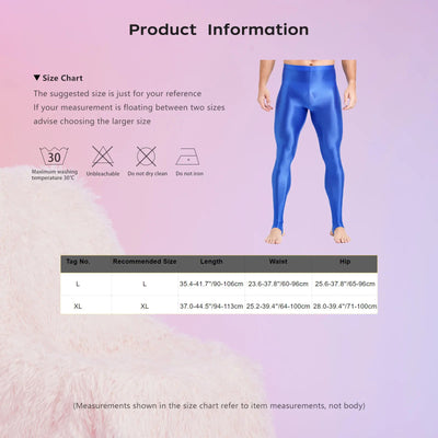 Mens Glossy Sports Pants Stirrup Leggings High Waist Elastic Waist Tights Gym Workout Pants Tummy Control Yoga Fitness Pants