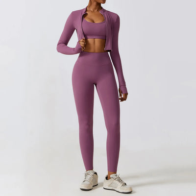 Women 2/3pcs Workout Outfits Yoga Sets Sportswear Gym Workout Clothing Tracksuit High Waist Leggings and Stretch Sports Bra