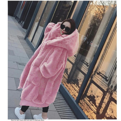 Oversized Winter Faux Fur Coat Women Parka Long Warm Faux Fur Jacket Coats Hoodies Loose Winter Coat Outwear Casaco Feminino