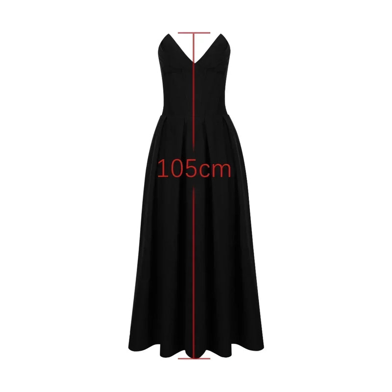 Suninheart Black Elegant Wedding Events Dress Sexy Strapless Corset Dress Midi Christmas Party Dresses for Women Clothing 2023