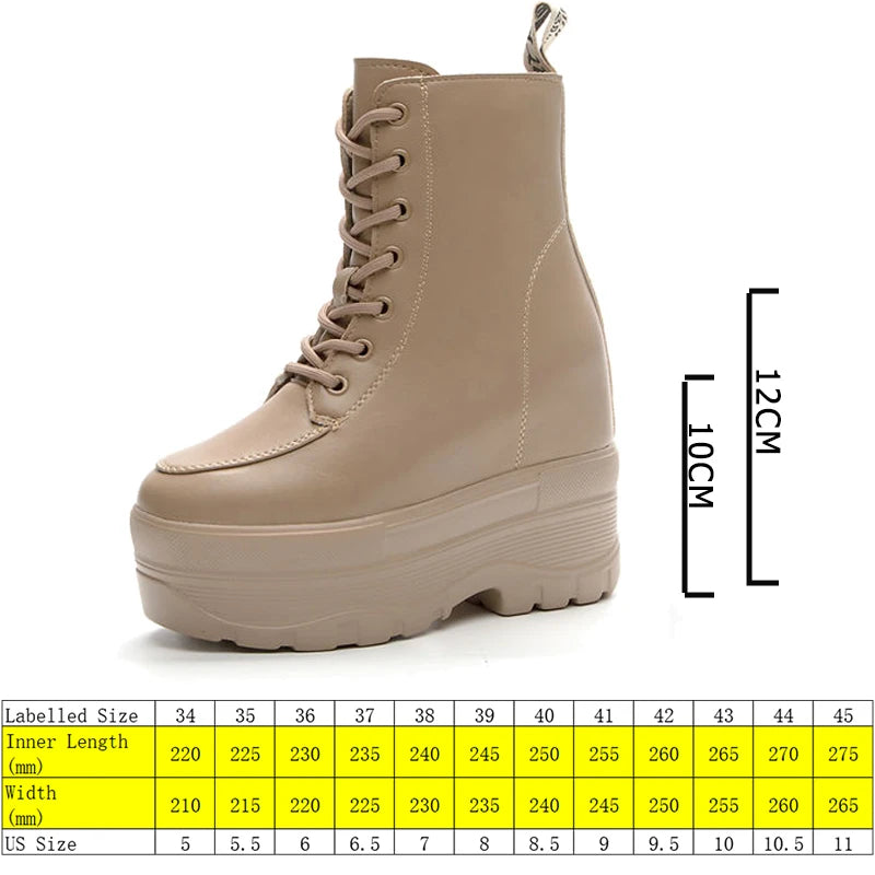 Fujin 10cm 12cm Women Casual PU Leather Woman Platform Wedge Ankle Boots Spring Autumn Shoes Chunky Sneakers Winter Plush  Shoes