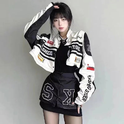 Retro Removable Cardigan Long Sleeve O Neck Jackets Casual Couple Jackets Coats Men Women Racing Suit YK2