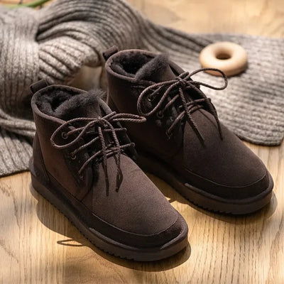 2025 Genuine Leather Woman Snow Boots 100% Natural Fur Women Boots Warm Wool Ladies Winter Ankle Boots