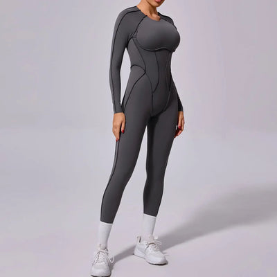 Seamless Yoga Jumpsuits Sports Fitness Hip-lifting Backless Short-sleeved One-piece Workout Gym Leggings Tracksuits for Women