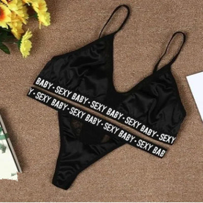 Sexy Women's Underwear Sets Bra and Panty Set Women's Underwear Bra Set Bralette Women Bra Letter Print Lace Patchwork Sexy