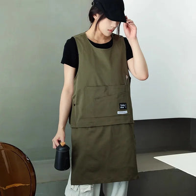 New Detachable Waterproof Waiter Apron for Kitchen Catering Cafe Oilproof Men Women Work Vest Apron Nail Beauty Barista Pinafore