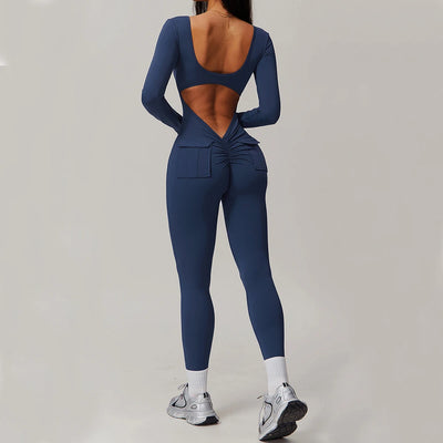 Gym Set Yoga Jumpsuit Women Training Yoga Clothes Sports Rompers Sportswear Long Sleeve One-Piece Fitness Bodysuit Tracksuits