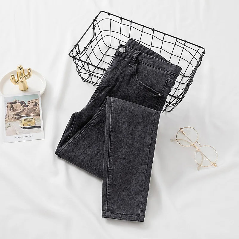 Black Grey Jeans Women&