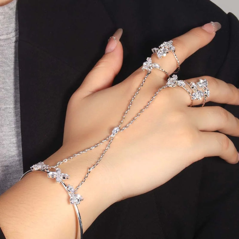 Zircon Hand Chain Bracelet Ring Bracelet Dainty Finger Hand Jewelry