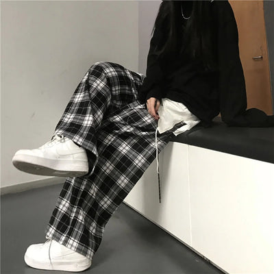 Plaid Pants For Women High Waist Gothic Grunge Pants Women's Baggy Alt Clothing Alternative Clothes Fairycore Streetwear