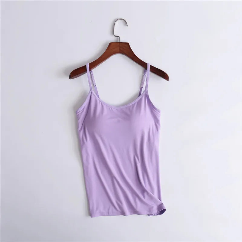 Sexy Tank With built-in bra Stretchy tight underwear no steel ring corset sling Sleeveless yoga sports casual T-shirt