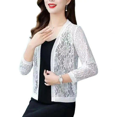 Fashionable Women Summer Lace Cardigan  Sheer M to 4XL Women Short Lace Cardigan  Ladies Summer Top Cover Up