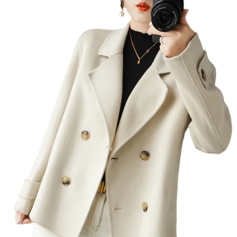 Autumn and Winter New Plush Long Sleeved Woolen Jacket Women&