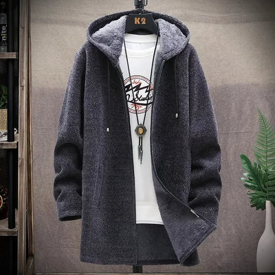 Men Sweaters Coat Autumn Winter New Hot Warm Zipper Medium Long Cardigan Sweaters Man Casual Knitwear Sweatercoat Mens Clothes