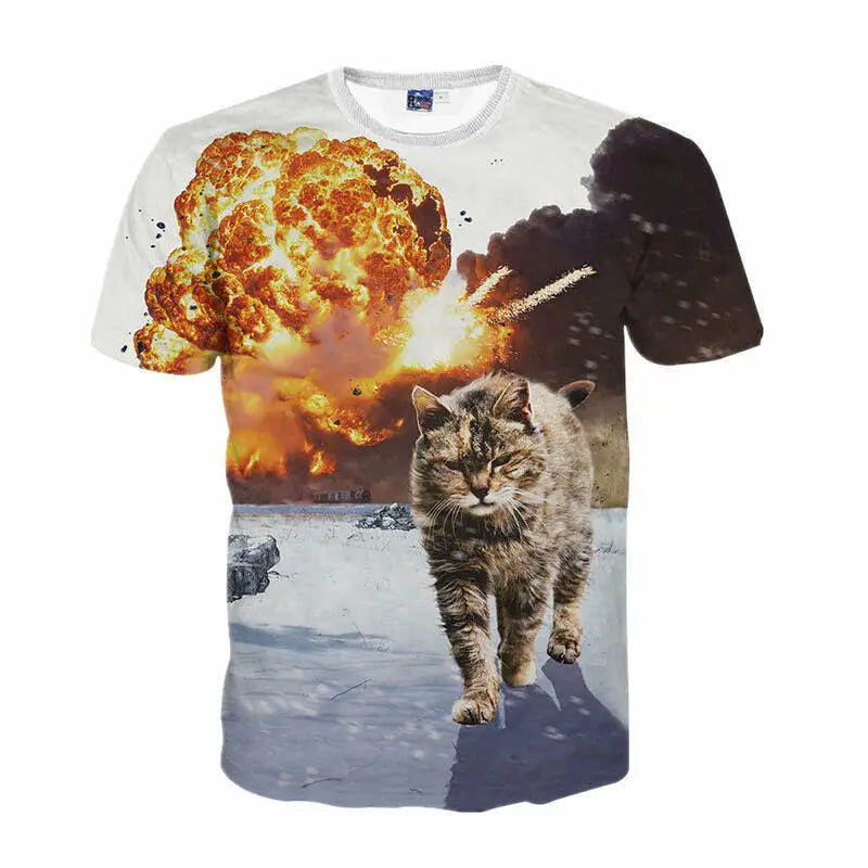 Funny Cat 3D Print Summer Men&