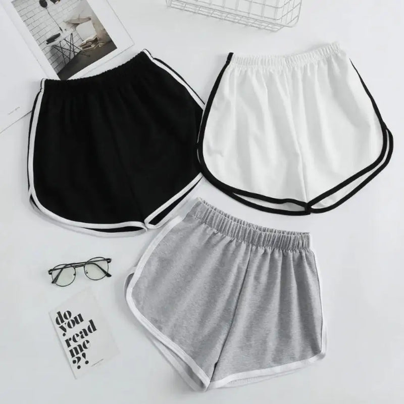 Striped Sports Shorts For Women Home Beach Pants Casual Slimming Simple Loose Short For Ladies High Waisted Monochrome